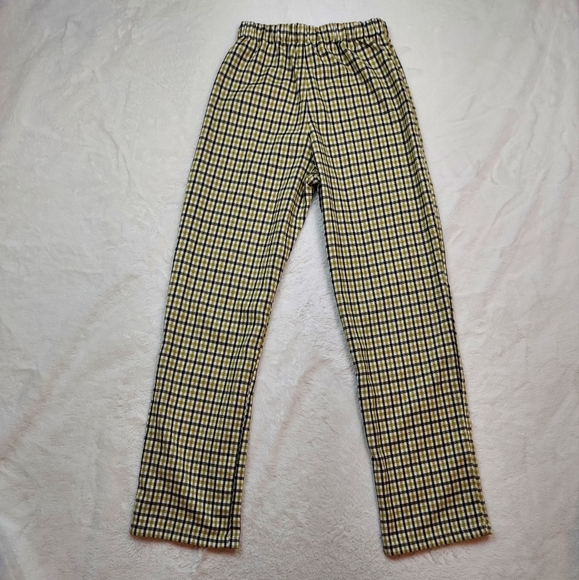 Brandy Melville Green Cream Black Plaid High Rise Straight Leg Pants - Picture 8 of 12